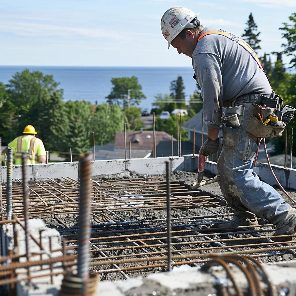 Concrete contractor working on a foundation in Duluth, MN, highlighting local expertise and quality workmanship