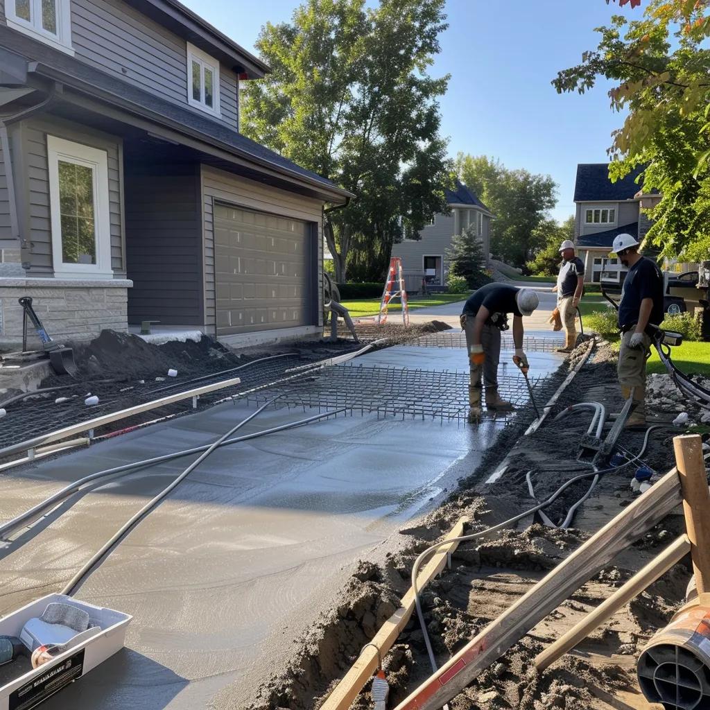 Concrete driveway installation in Duluth, MN, highlighting local craftsmanship and materials